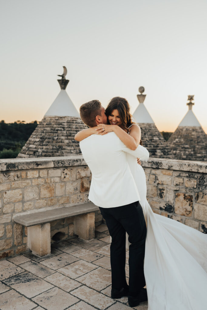 Couple portraits on roof top Masseria Grieco