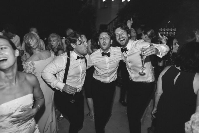 groom and friends on dancefllor