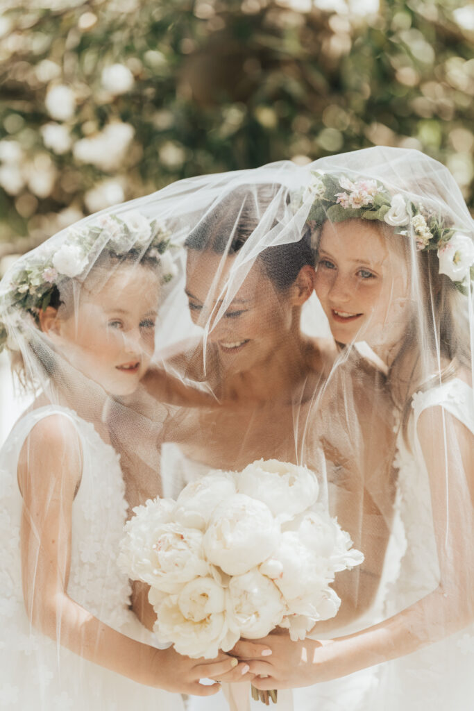 bride and flower girls