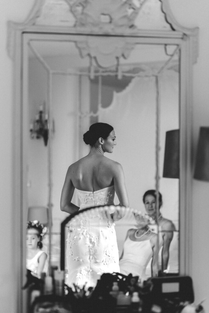 Bride getting ready on her wedding day