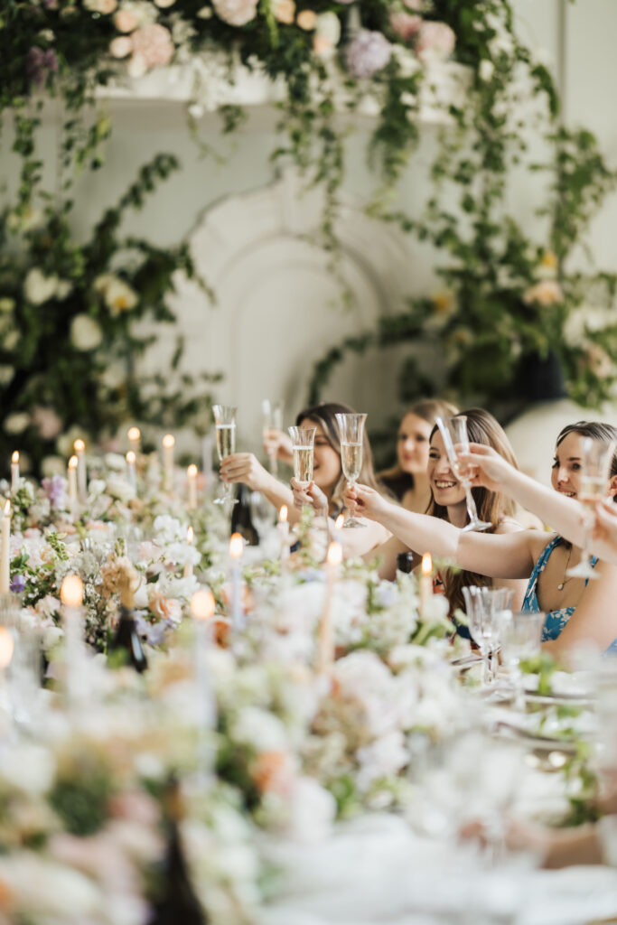 photo of champagne glasses toasting