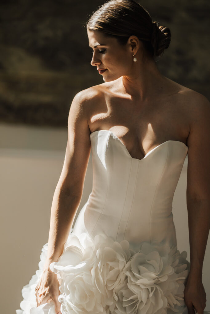 photo of bride in light