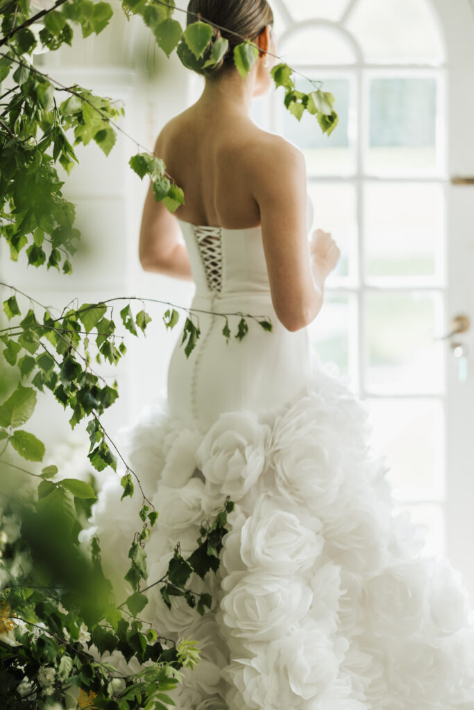 close up  of weddng dress 