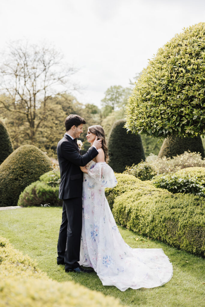 bride and groom walking together