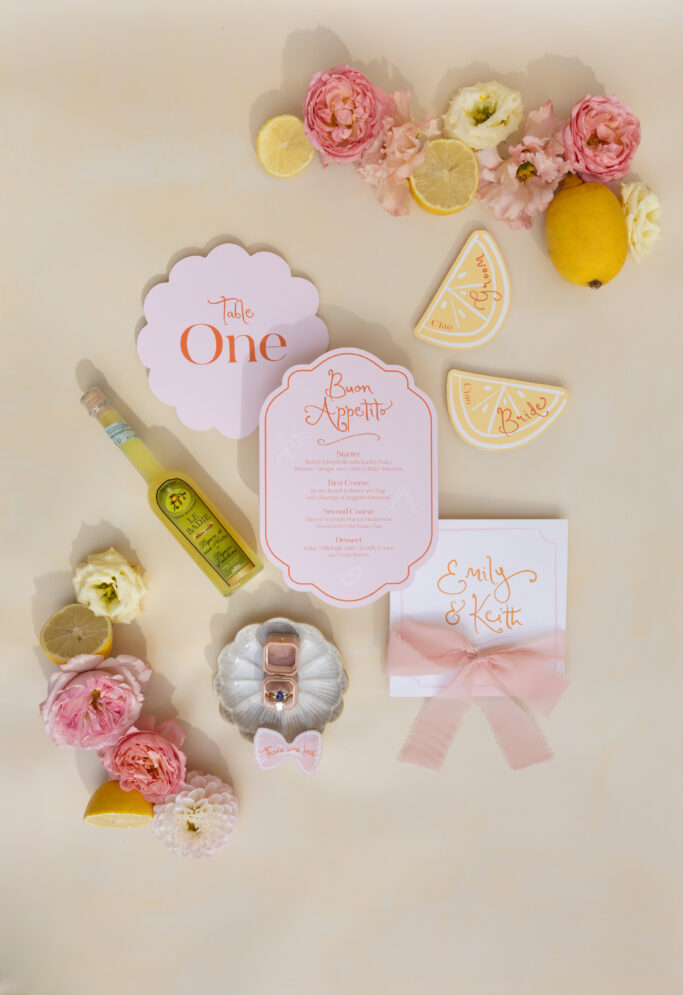 wedding stationery flatlay