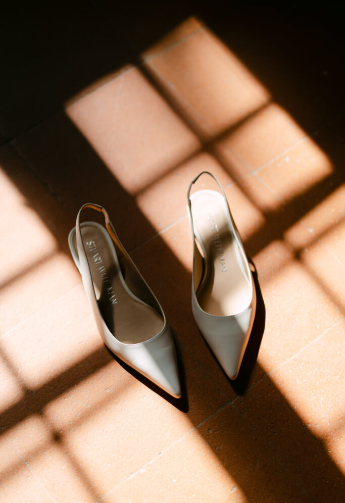 wedding shoes in sunlight