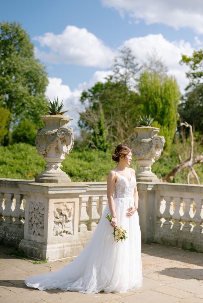 bride at Italian gardens in London Hyde Park