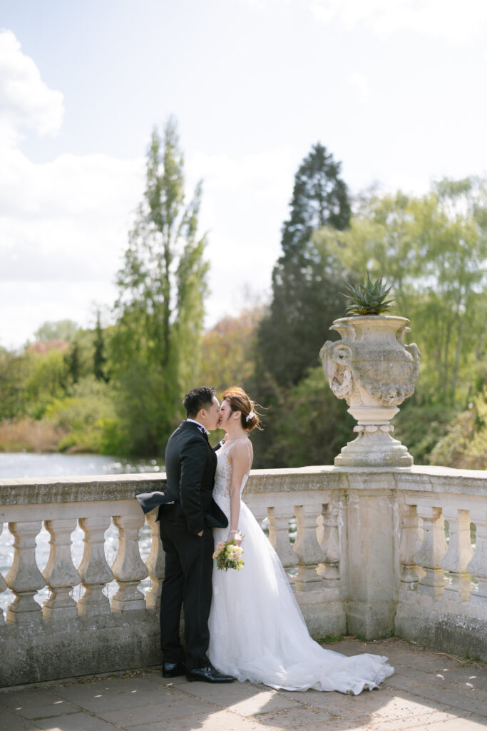 bride at Italian gardens in London Hyde Park