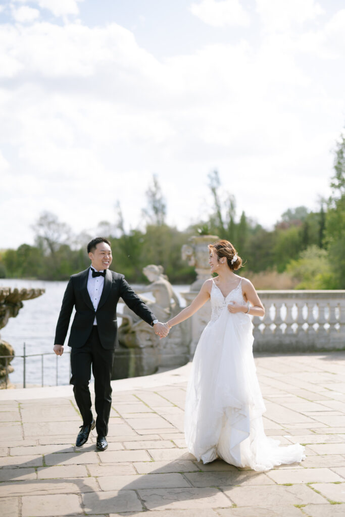 bride at Italian gardens in London Hyde Park