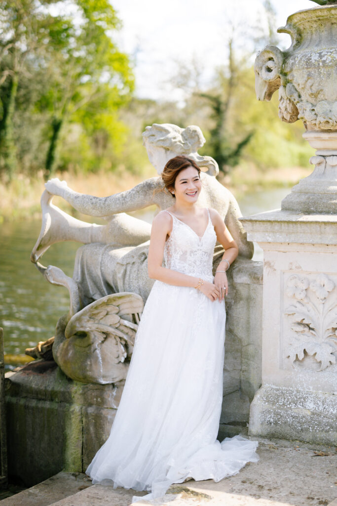 bride at Italian gardens in London Hyde Park