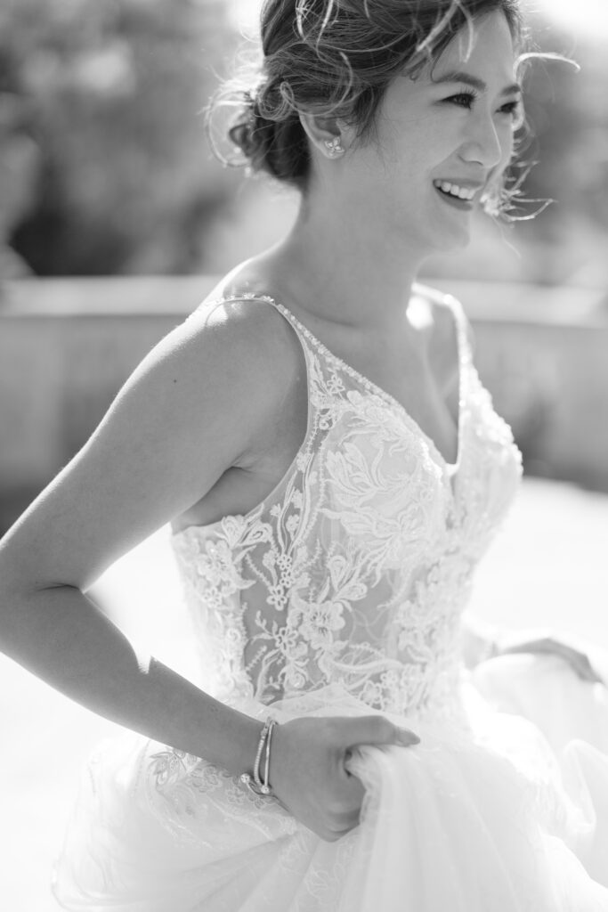 bride at Italian gardens in London Hyde Park