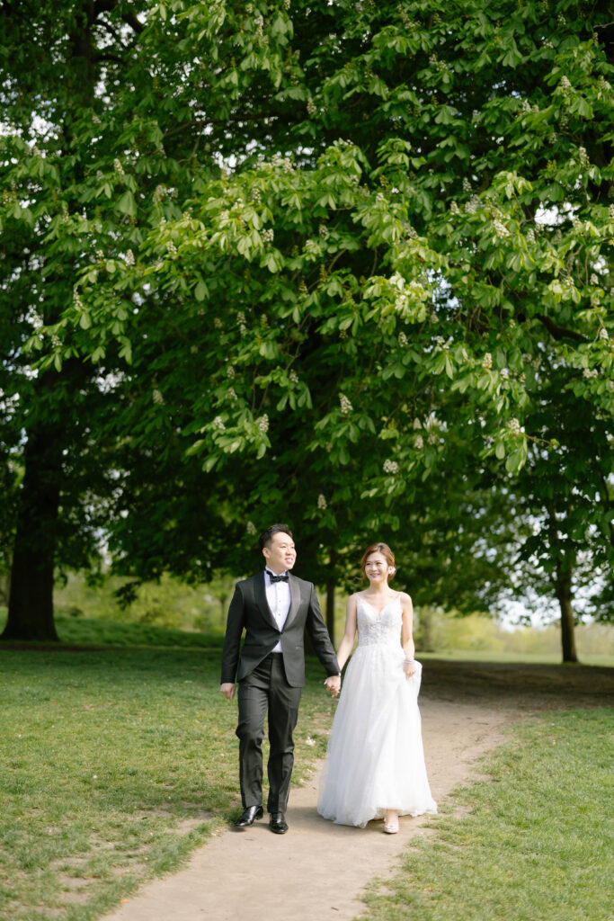 bride at Italian gardens in London Hyde Park