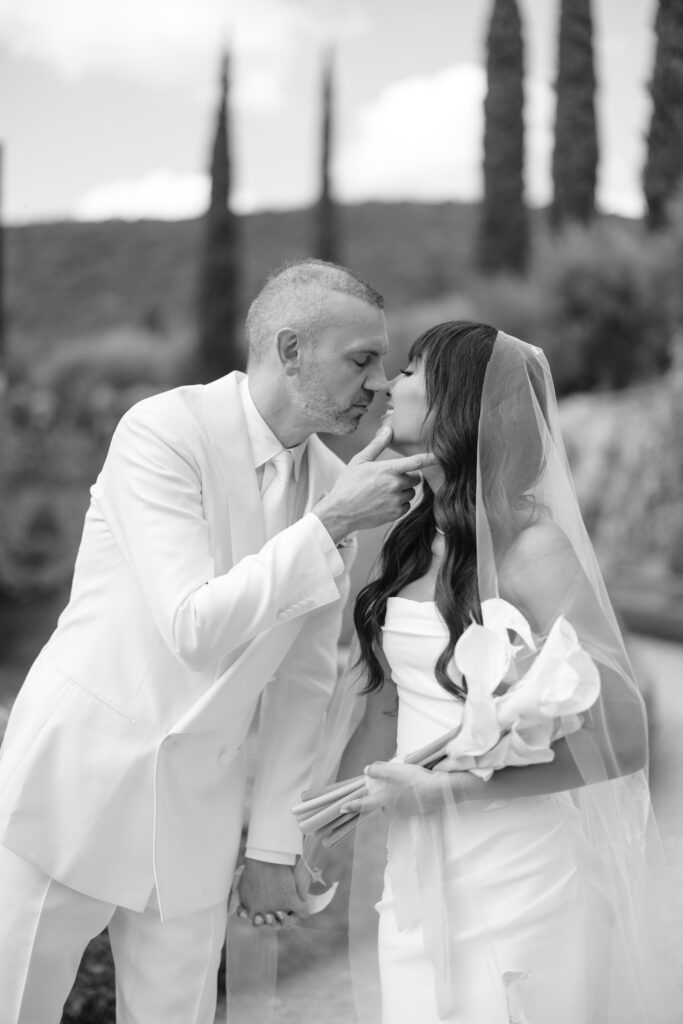 bride and groom walking holding hands