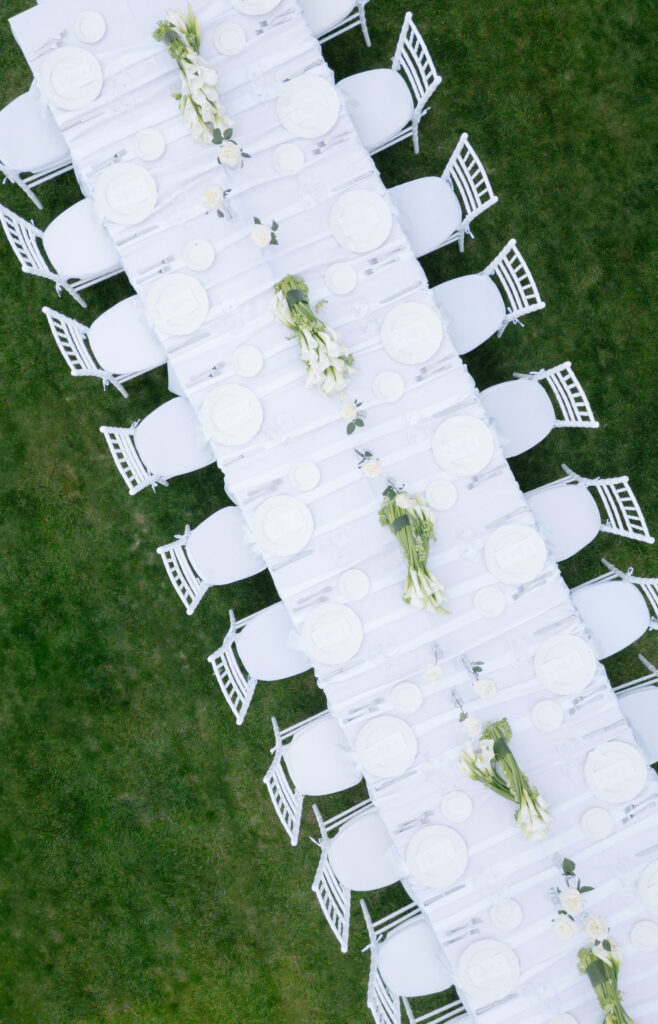 drone shot of table display