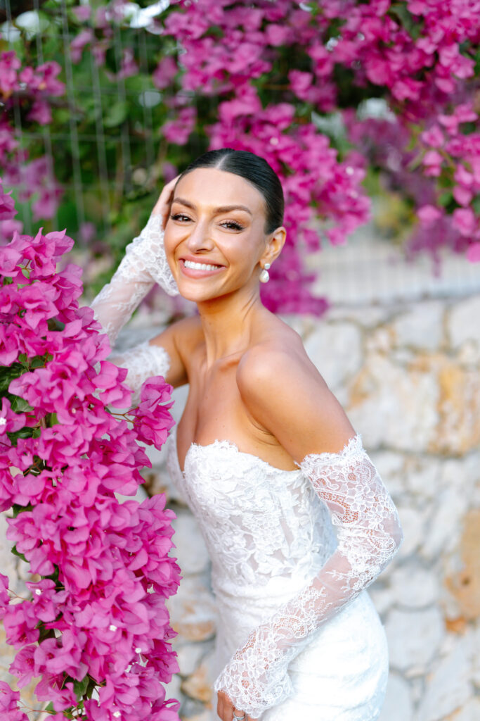 A woman in a white dress.